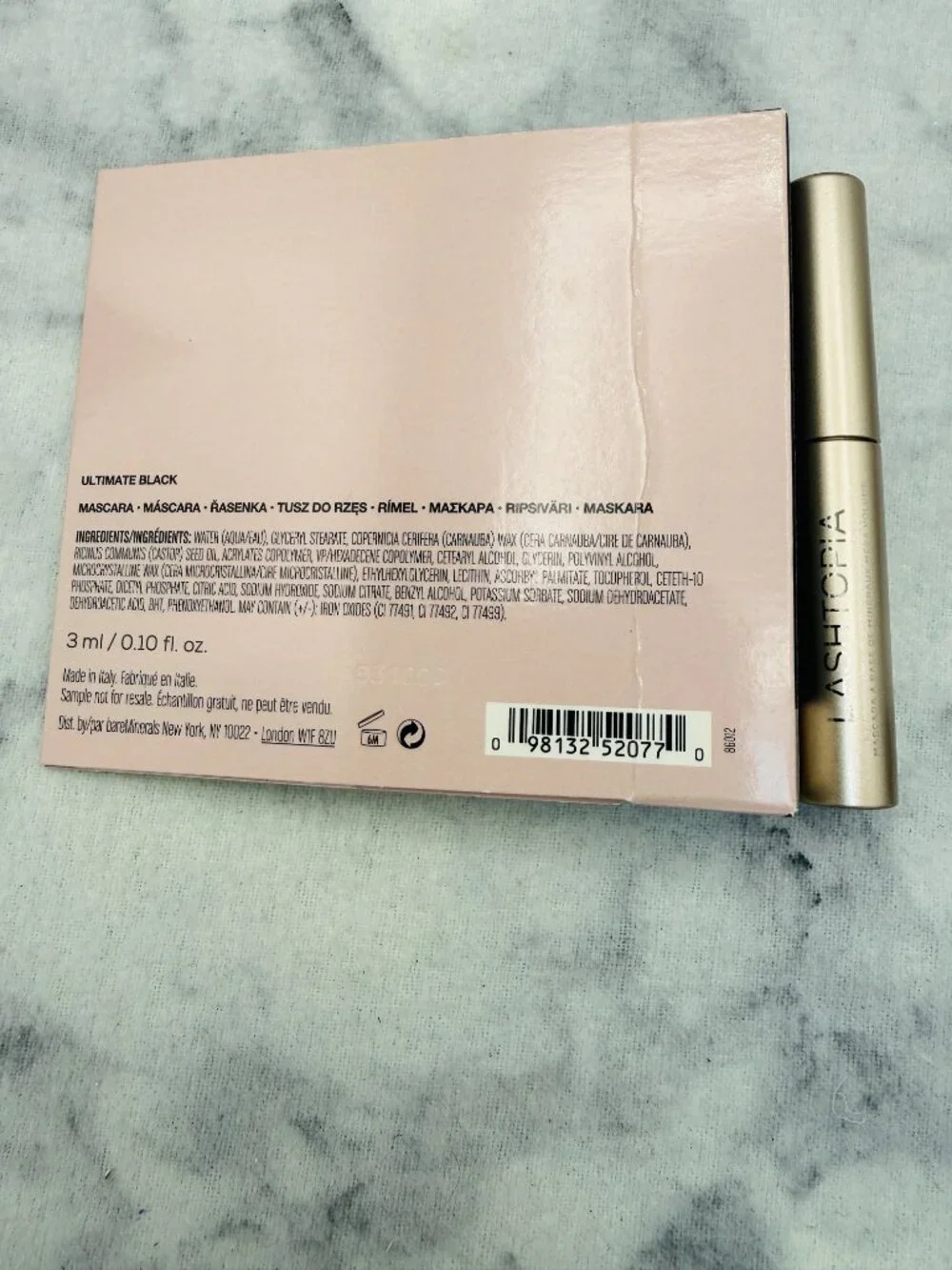 BareMinerals Beauty Gift Set-Lashotopia Mascara Black,Minalist Lip Gloss-2pc-NEW